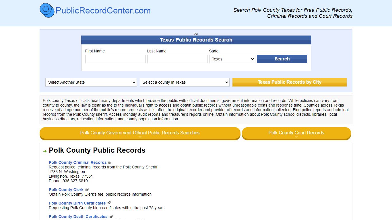 Polk County Texas Free Public Records - Court Records ...